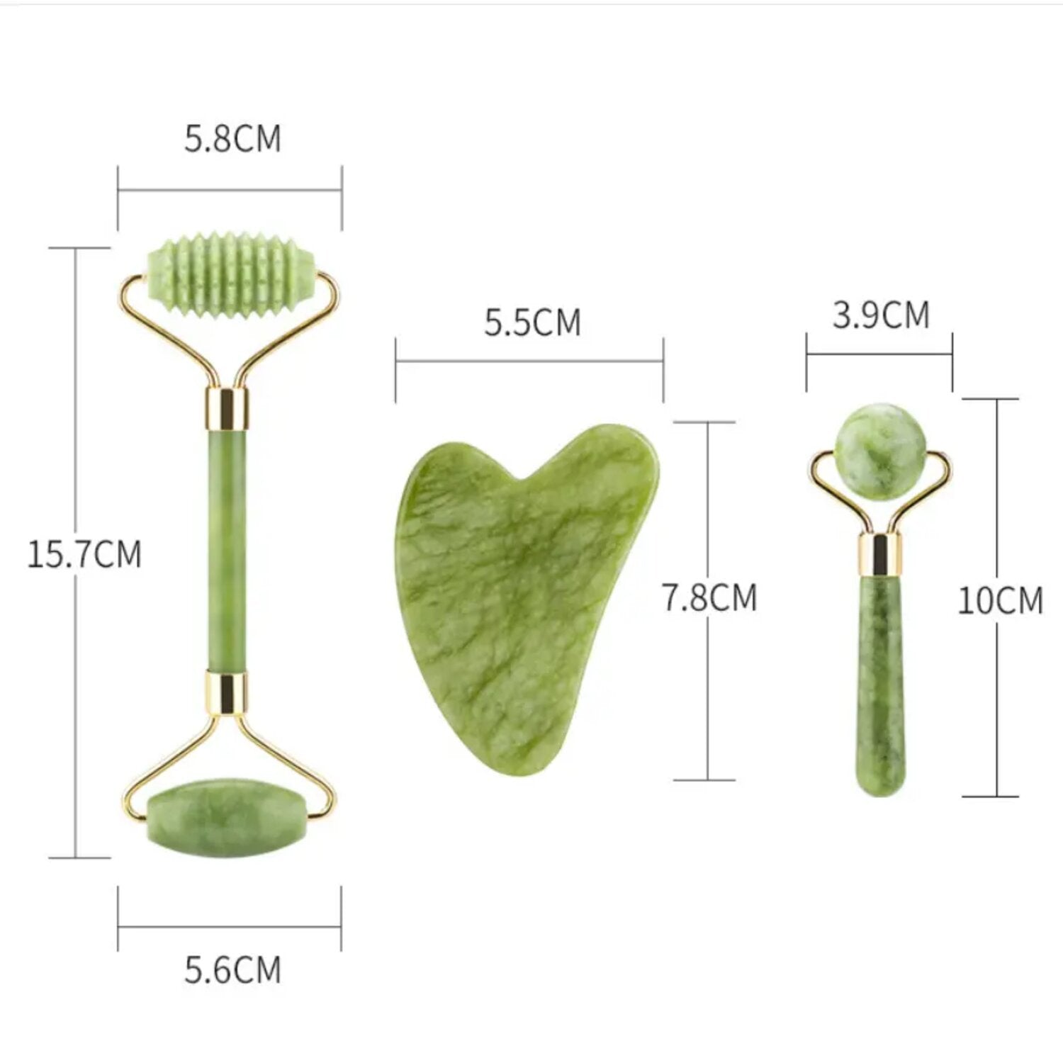Himalayan 3-in-1 Jade Roller and Gua Sha Stone Set – Perfect for Facial Massage, Wrinkle Reduction, and Skin Revitalization