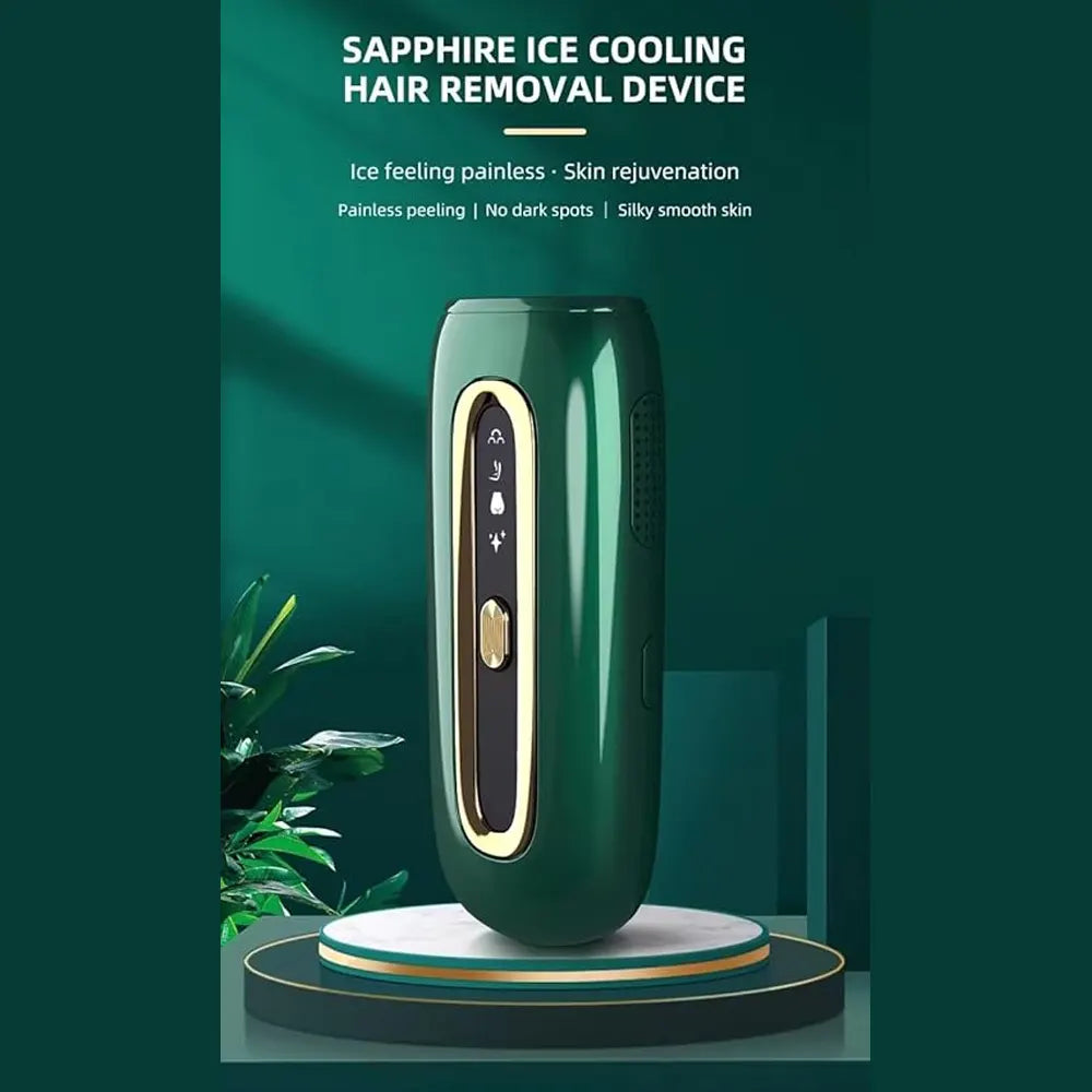 Full kit of the PEARL Sapphire Cooling IPL device, including accessories for hair removal and skincare.