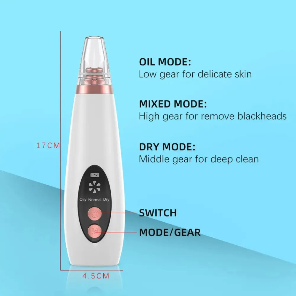 Full kit of the blackhead remover dermasuction machine with 4 nozzles, including a cleaning brush for device maintenance.