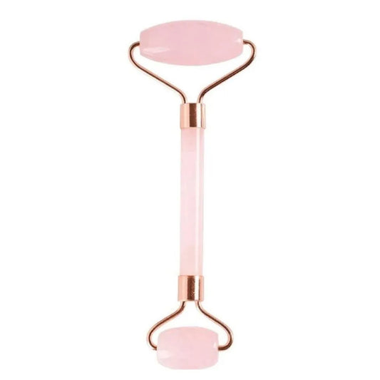 Pure Stone Natural Rose Quartz Facial Massage Jade Roller – Pink, designed to reduce puffiness and promote skin rejuvenation with smooth rose quartz.