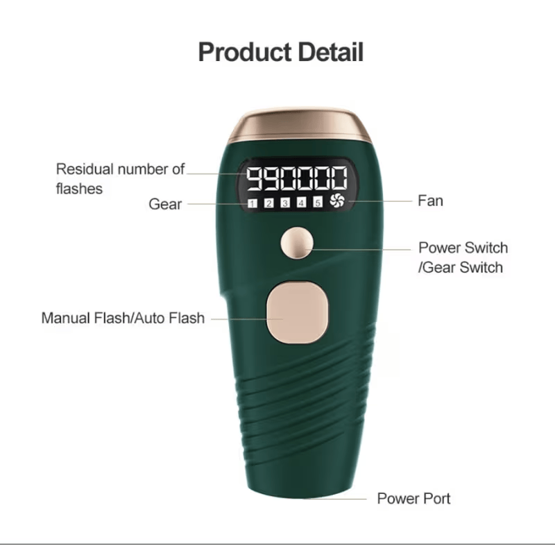 Person using the SEMINO Super IPL hair removal machine on their arms, demonstrating safe and painless at-home hair removal.