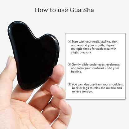 Black Obsidian Roller and Gua Sha Set – Skincare Essentials for Smoother, Firmer, and Brighter Skin