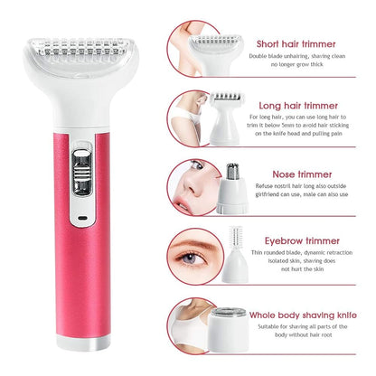 5 in 1 Portable Electric Shaver Razor Trimmer Set for Women