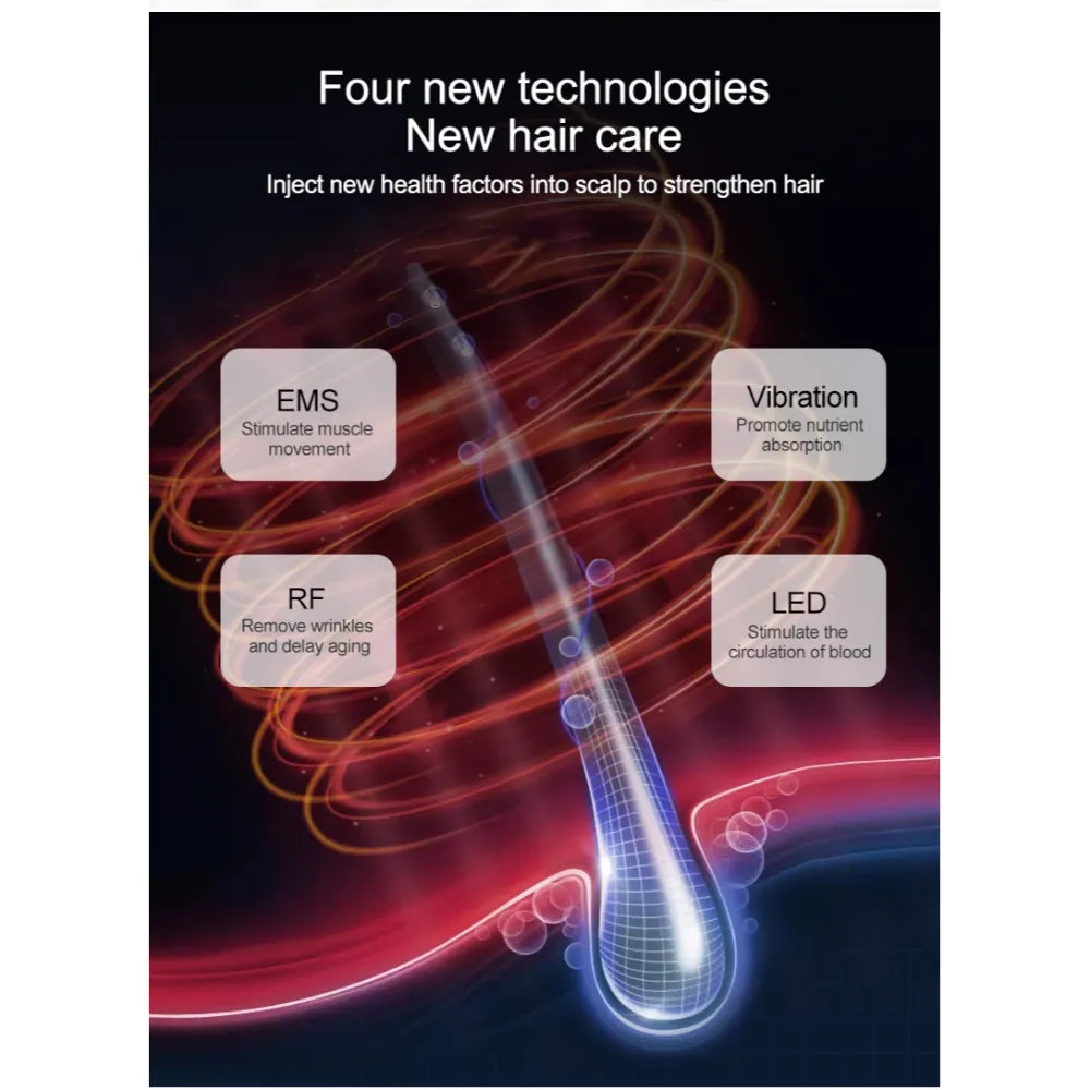 Person using the LED laser comb on their scalp for effective hair regrowth treatment and reduced hair thinning.