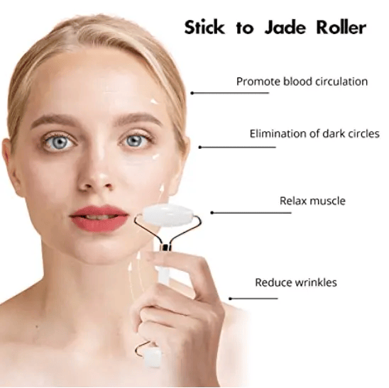 White Jade Facial Roller and Gua Sha Stone – Skincare Essentials for Smoother, Firmer, and Youthful Skin