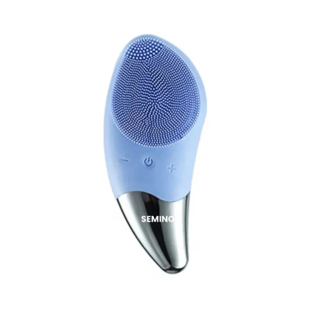 : SEMINO Rechargeable Deep Cleansing Face Scrubber Massager Brush – Blue designed for gentle yet effective facial cleansing and massaging.