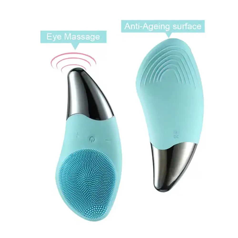 Side view of the SEMINO deep cleansing face scrubber showing its lightweight and rechargeable design for easy use and portability.